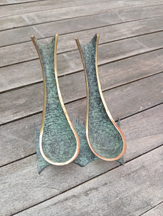 Image 1 of Portapipe doppio in bronzo di metà secolo Hirondelle