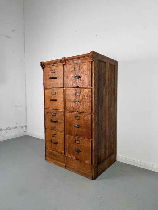 Rare Art Deco filing cabinet made of solid oak