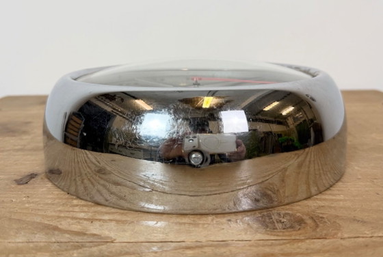 Vintage Wall Clock from PRAGUR, 1940s – Glass, Chrome (photo 9 of 19)
