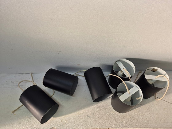 Image 1 of 6 Louis Poulsen "pipe" pendant lights, 1960s, lacquered steel