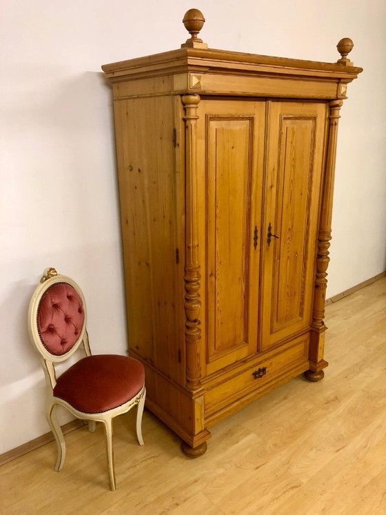 Image 1 of Softwood wardrobe, farmhouse wardrobe, antique wardrobe, Gründerzeit wardrobe, country-style wardrobe, hall wardrobe circa 1890