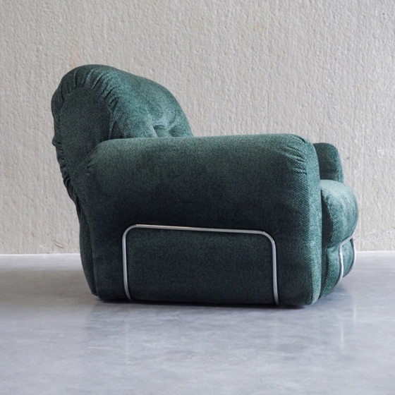 Italiaanse Mid-Century Modern Fauteuil – Textile, Chrome (photo 9 of 17)