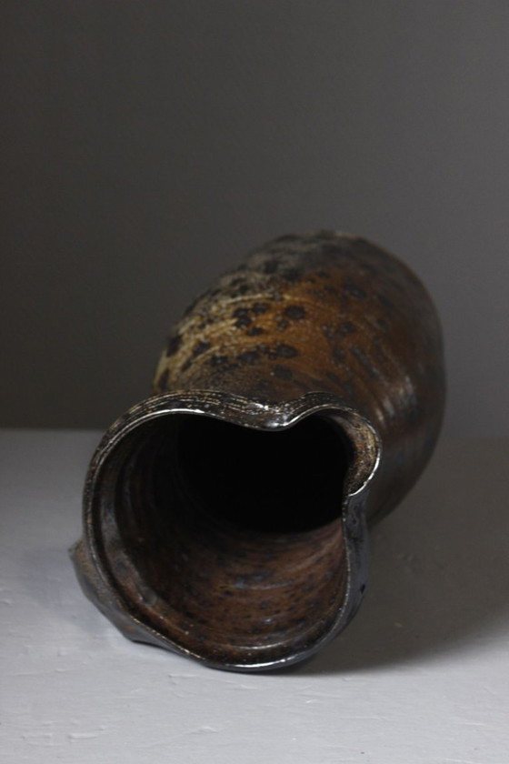 Gustave Tiffoche - Impressive stoneware pyrite pitcher, wood-fired, France, 1960s – Vases, Ceramic (photo 10 of 13)