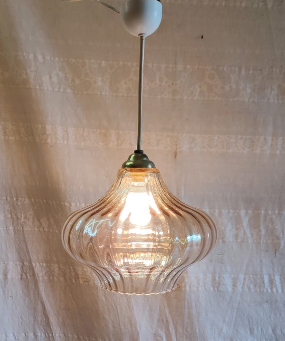 Lampada a sospensione di design anni '70 in vetro ambrato – Lampade a sospensione (photo 3 of 8)