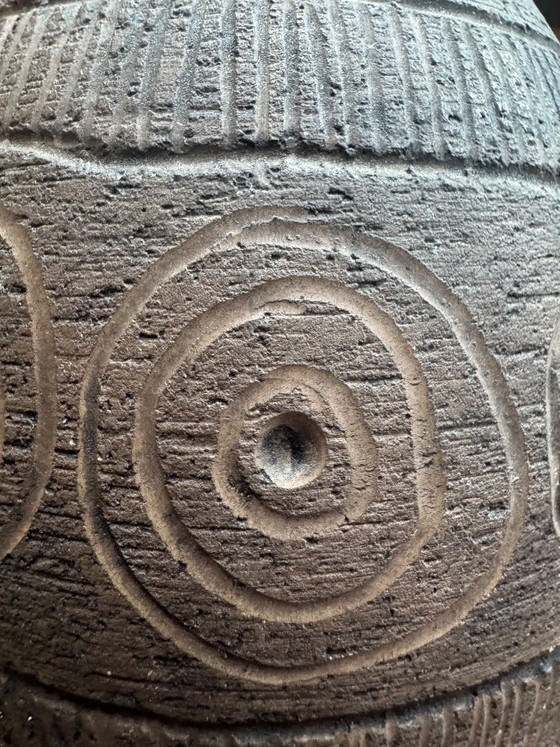 Image 1 of Rare Mid-Century Modern Brutalist Ceramic Solifleur Vase by Elsi Bourelius for Jie Gantofta, Sweden 1970s 