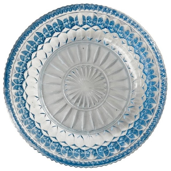 Image 1 of Frutero antiguo de cristal azul claro Art Déco años 30