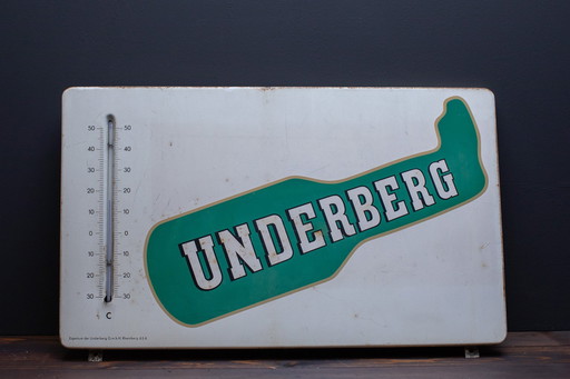 Underberg tin sign with thermometer