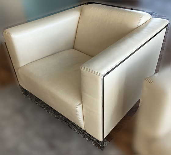 Image 1 of Area salotto in pelle Moroso Steel, bianco crema