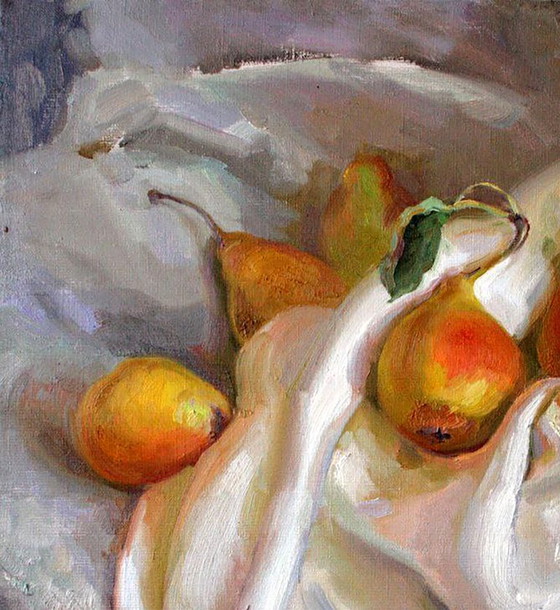 Dipinto ad olio originale, Natura morta con frutta, Le pere della nonna – Dipinti e disegni, Canvas (photo 2 of 5)