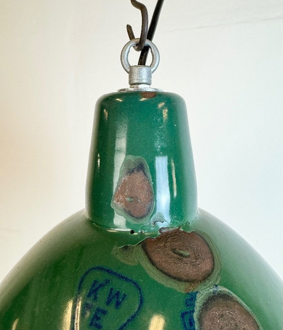 Image 1 of Lampada a sospensione in smalto verde industriale, anni '60