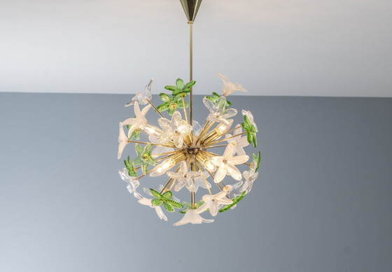Image 1 of Sculptural Floral Glass Chandelier, Czechoslovakia, 1970s–1980s