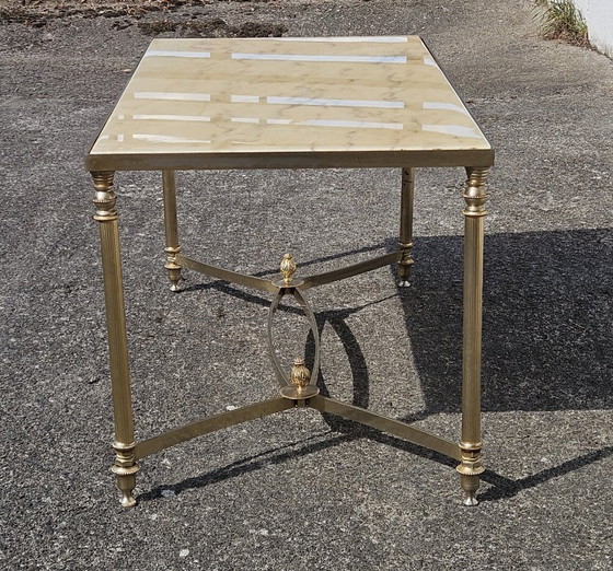 Image 1 of French Vintage Marble Coffee Table-Maison Jansen Cocktail Table-Lounge Table Hollywood Regency Style-70s