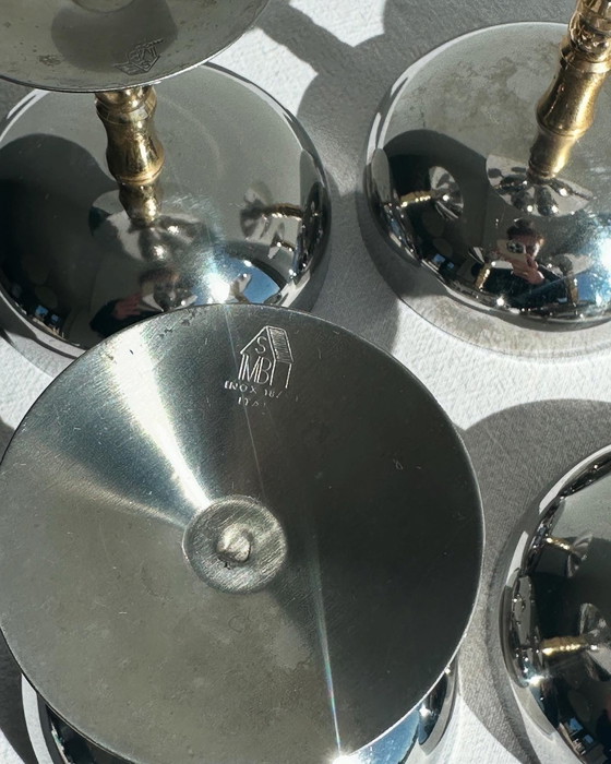 Image 1 of 5 Vintage Italiaanse IJs Champagne Coupes RVS Inox Retro