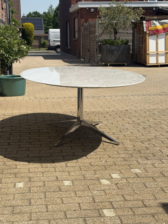 Original Oval Florence Knoll Dining Table (244x137cm) Carrara New condition!! – Chrome, Marble (photo 10 of 15)