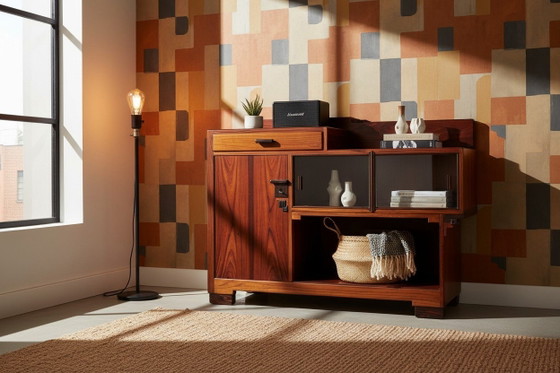 Art Deco Kast Amsterdamse School Dressoir Kast – Wood, Glass (photo 2 of 13)