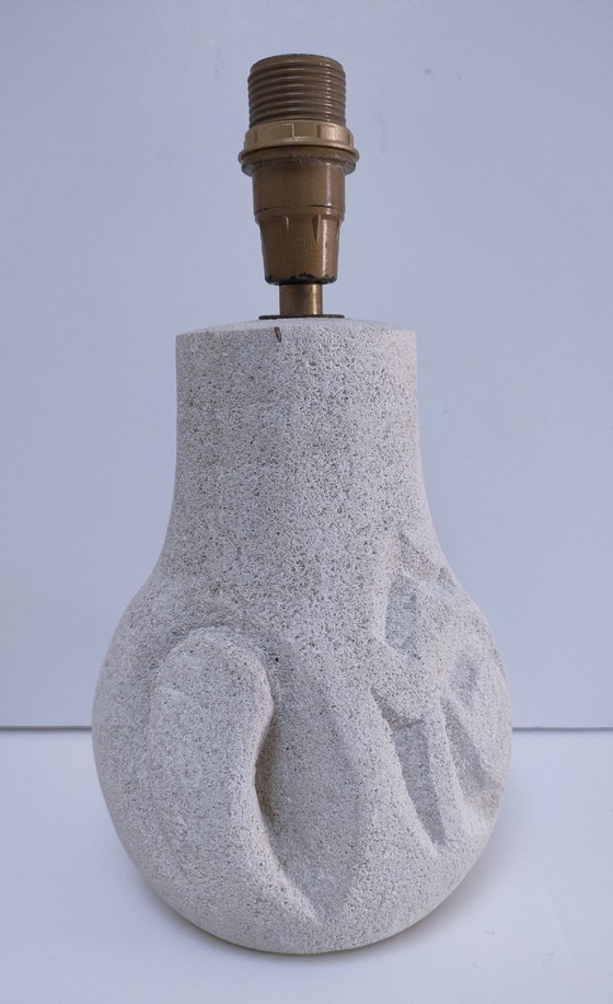 Lampada in pietra intagliata anni '90, Lampade da tavolo, Beige, Vintage (foto 4 di 14)