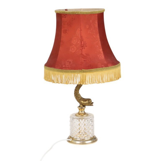 Image 1 of Vintage Brass Table Lamp Mythical Dolphin 45cm