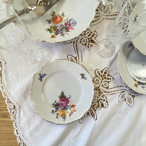 Servizio da dessert in porcellana antica di Edelstein Bavaria Maria Theresia, 6 piatti e piatto da portata