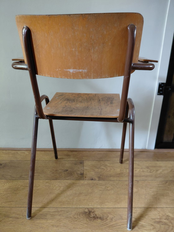 Image 1 of Vintage kantinestoelen met armleuningen buizenframe 