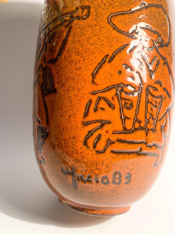 Jarrón de cerámica naranja Arcore con detalle decorativo de los años 80 – Jarrones (photo 10 of 10)