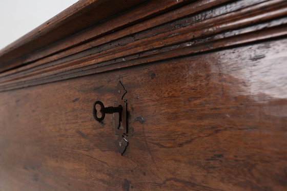 Image 1 of Large 18th Century Carved Oak Chest Linen Trunk, France