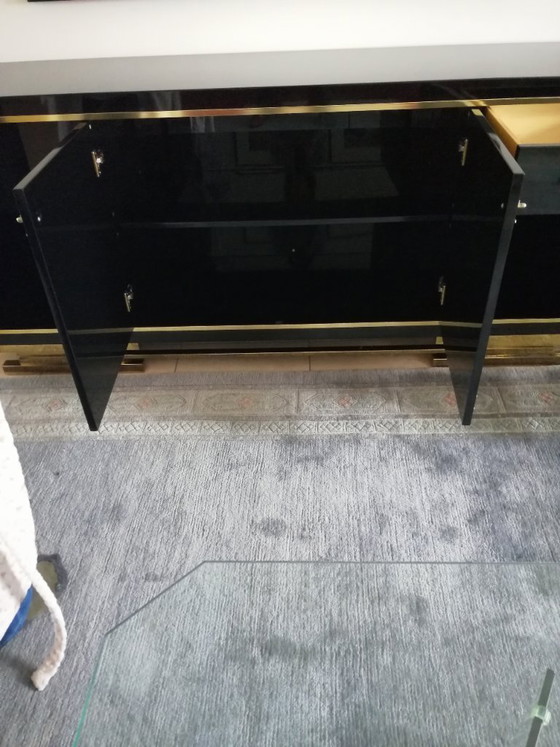 Image 1 of Credenza in lacca nera e ottone, Italia 1988-1989