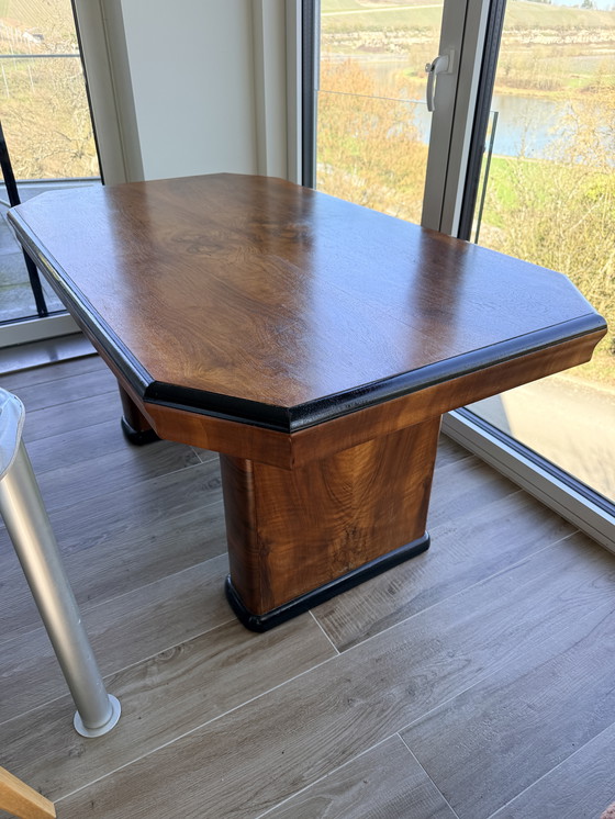 Image 1 of English Art Deco Style Dining Table – London  – Walnut Veneer