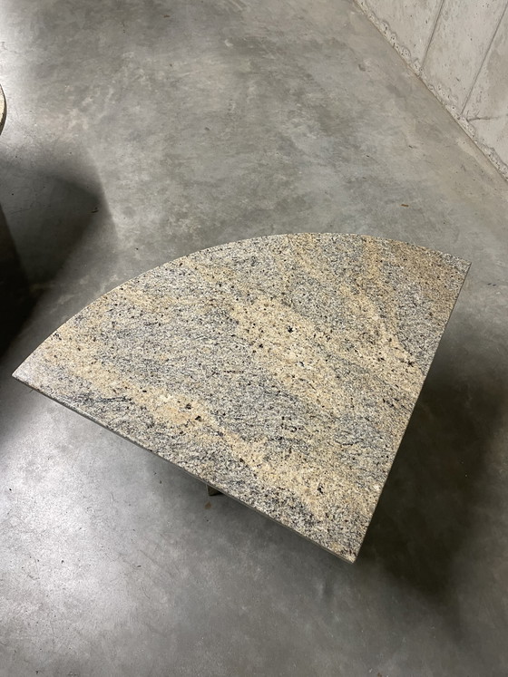 Image 1 of Teardrop-shaped marble coffee table with side table