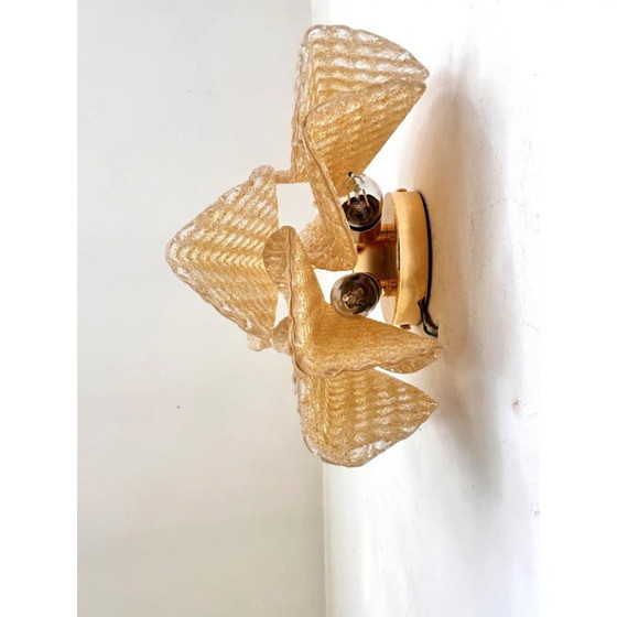 Image 1 of Sculptural Gold “Granigli” “Rondini” Murano Glass Wall Lamps in Modern Style