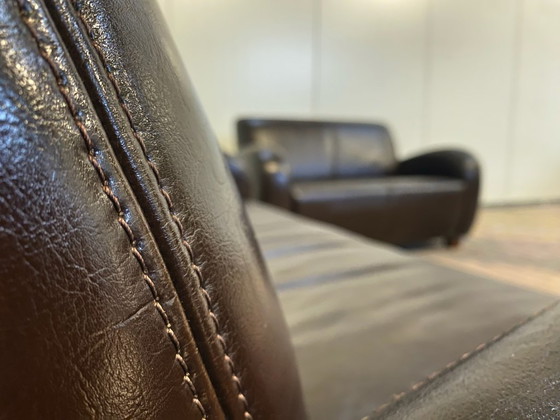 Image 1 of Divano in vera pelle marrone 3 + 2,5 posti