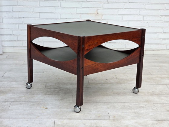 1970s, Danish design by Kristian Vedel. Side table model "Modus", teak wood. – Metal (photo 15 of 15)
