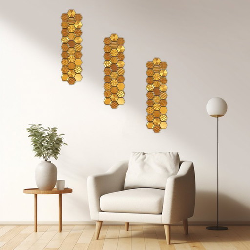 Miel doré - ensemble de 3 tableaux muraux