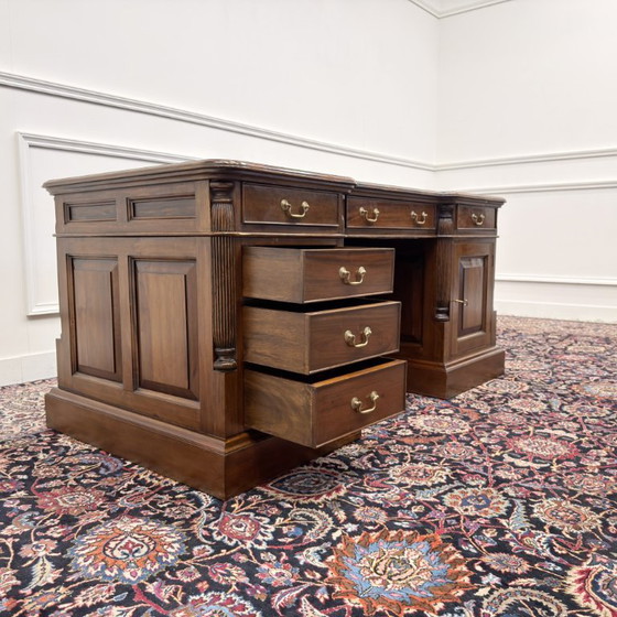 Classic English Chesterfield Desk with Modesty Panel – Leather, Wood (photo 13 of 21)