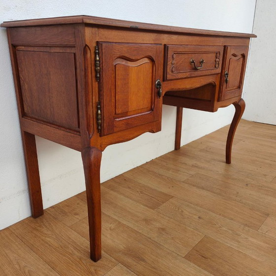 Tavolino Vintage Stile Rustico Scrivania Toletta Mobile TV, Tolette, Legno, Ottone, Marrone (foto 7 di 12)