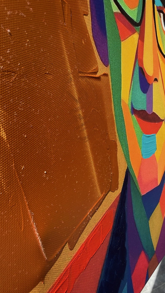 Image 1 of Franco Battiato ritratto Pop Art – Iconic Italian Music Legend – Pop Geometric Portrait (WPAP Inspired) Gold bronze 60x40 cm