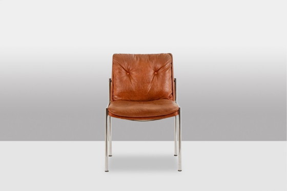 Image 1 of Set aus 6 Stühlen aus Leder und verchromtem Metall, 1970er Jahre