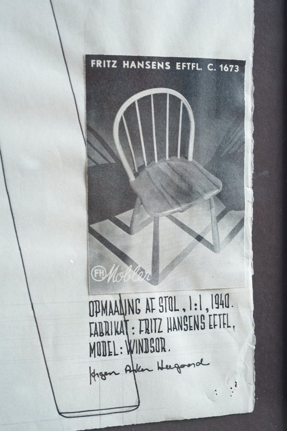 Image 1 of 6 sedie da pranzo "Windsor" di Jørgen Anker Heegaard, Fritz Hansen, 1940