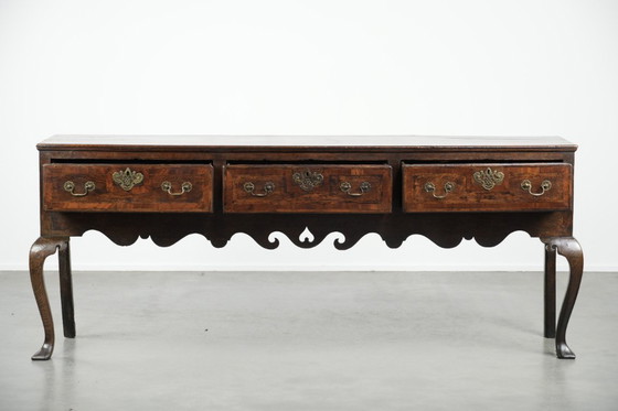 Image 1 of Large antique English oak sideboard from the 18th century