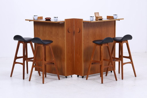 Raro mueble bar de Johannes Andersen | Mid Century Bar | 60s Folding Vintage Teak Rollbar Wood #09-06