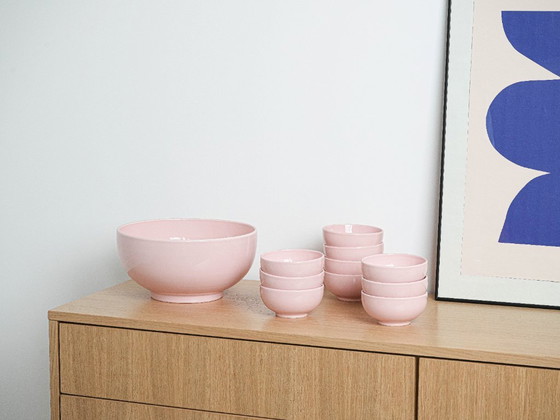 Image 1 of Set di ciotole in ceramica rosa, design francese, anni '80, prodotte in Francia