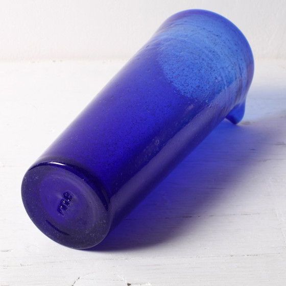 Image 1 of Caraffa in vetro blu cobalto: brocca italiana vintage, Serafino Zani