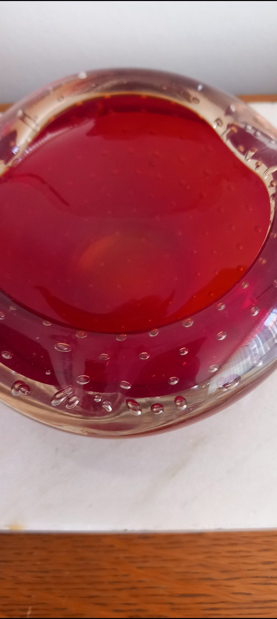 Image 1 of Rare and exceptional modernist ashtray / trinket tray in heavy Bohemian crystal, in uranium glass, model K169.