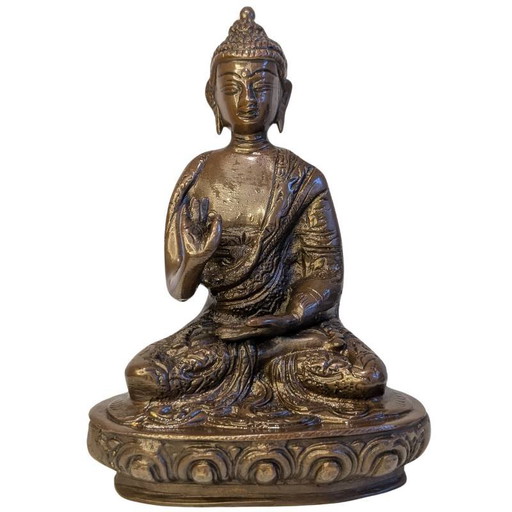 Buda en Vitarka Mudra – antigua estatua de bronce – lote 121