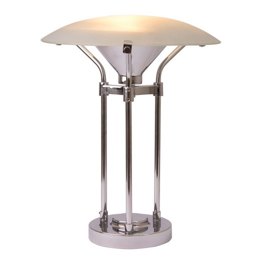 Vintage frosted glass table lamp, Italy 1970