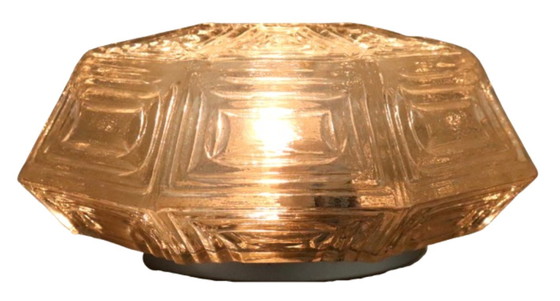 Image 1 of NOS Wika hexagon plafondlamp plafonniere glas vintage