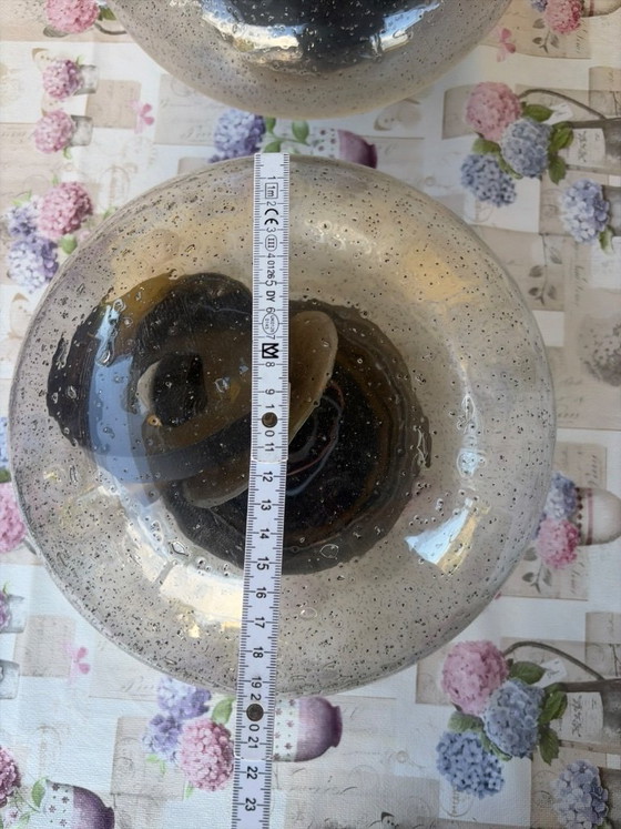 3 plafoniere vintage originali Hillebrand in vetro a bolle/ghiaccio anni '60/'70 – Glass (photo 3 of 5)