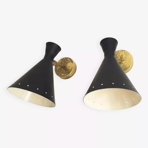 Pair of Italian design wall lights from the 1950s