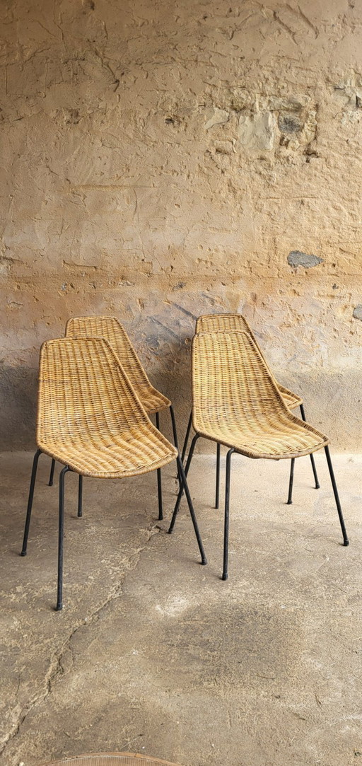Basket Wicker Chairs by Gian Franco Legler, 1950s