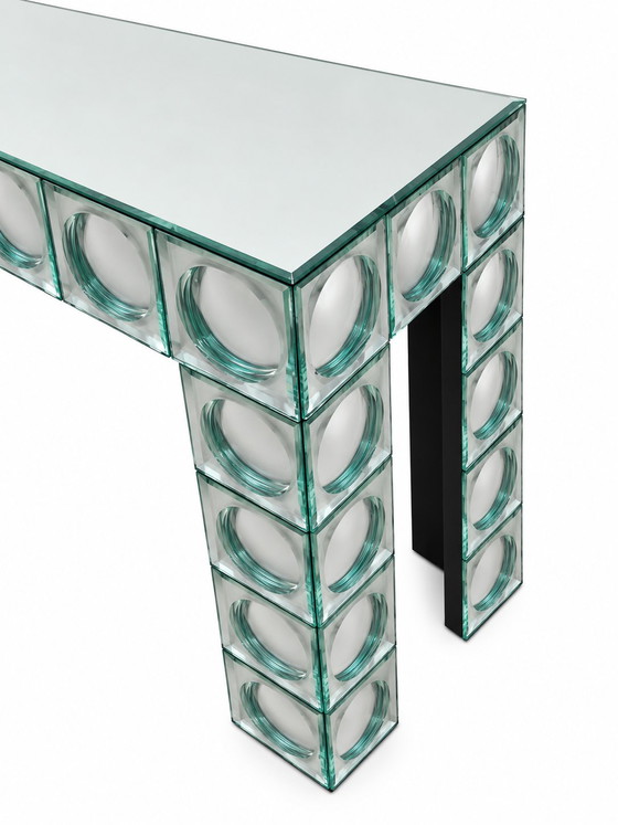 Consolle in vetro con piastrelle a specchio curve argentate tavolo d'ingresso – Console, Glass (photo 7 of 9)