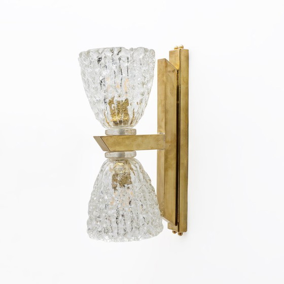 Image 1 of Coppia di lampade in vetro di Murano e ottone in stile Art Decò